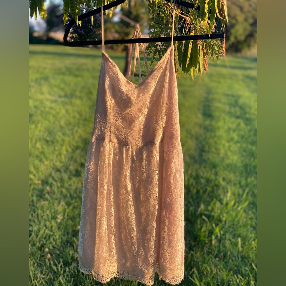 Cream lace mini dress